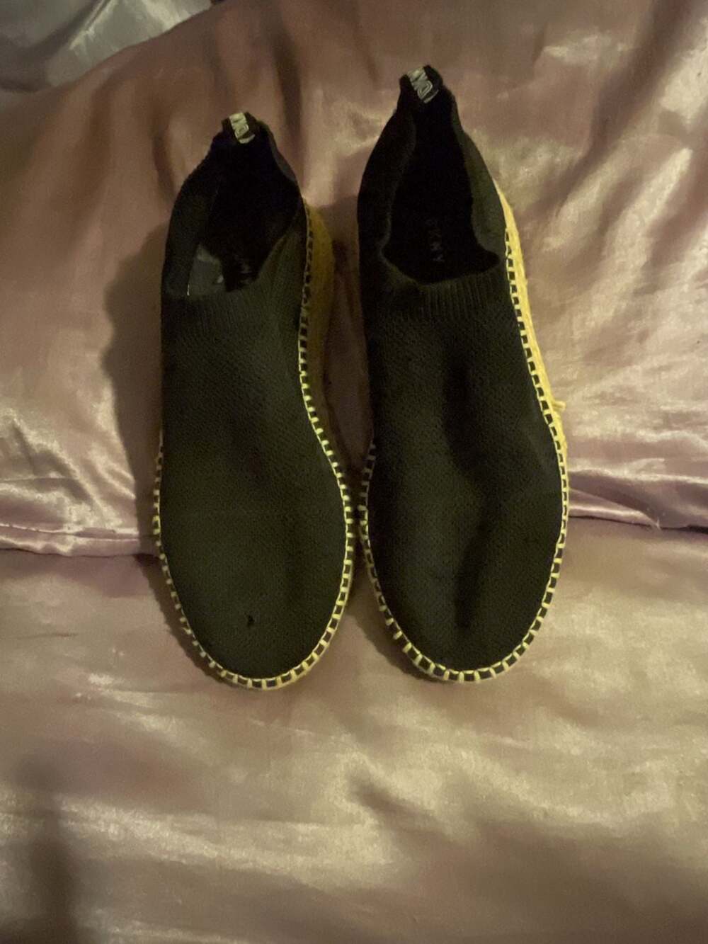 DKNY Black Knit Slip-On Espadrille Sneakers